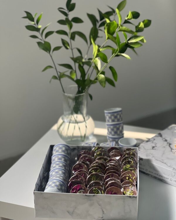 Chocolate box with coffee cups